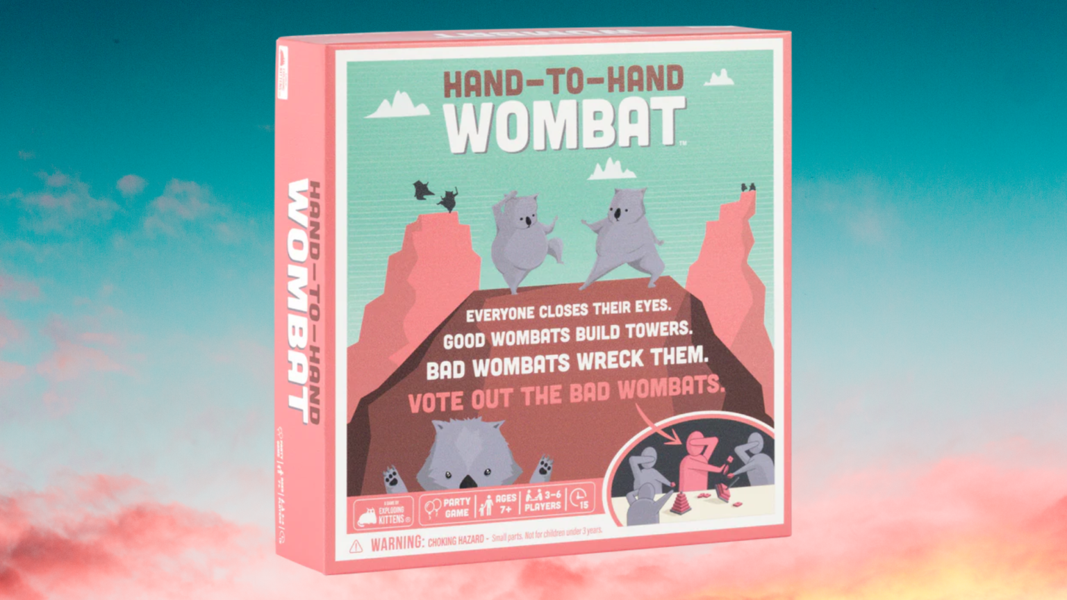 Hand-to-hand Wombat: chaos en gezelligheid gegarandeerd hand-to-hand-wombat-exploding-kittens-box