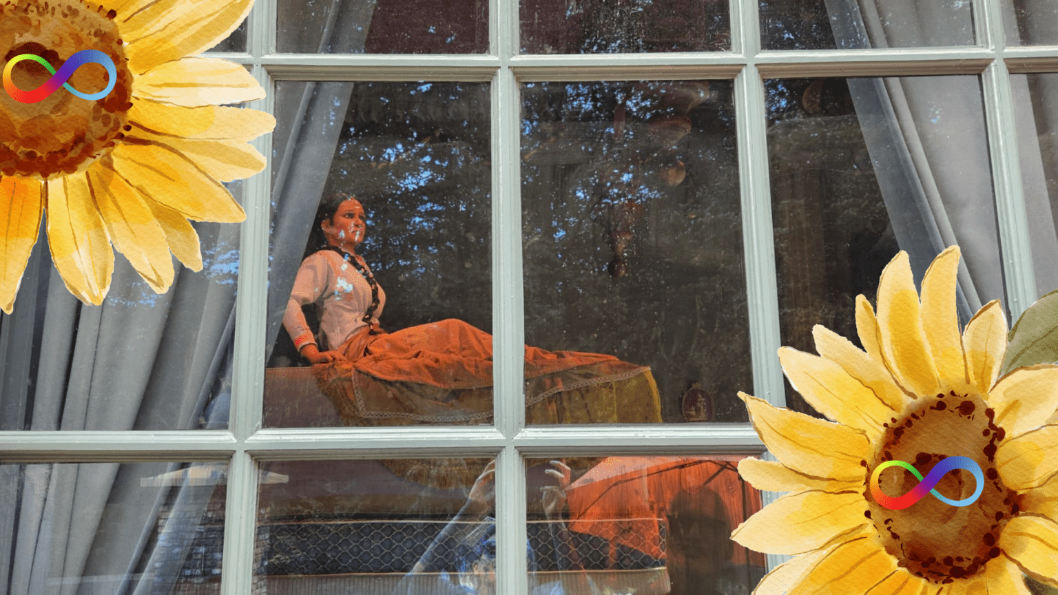 Eftelingprinses Adinda met zonnebloemen