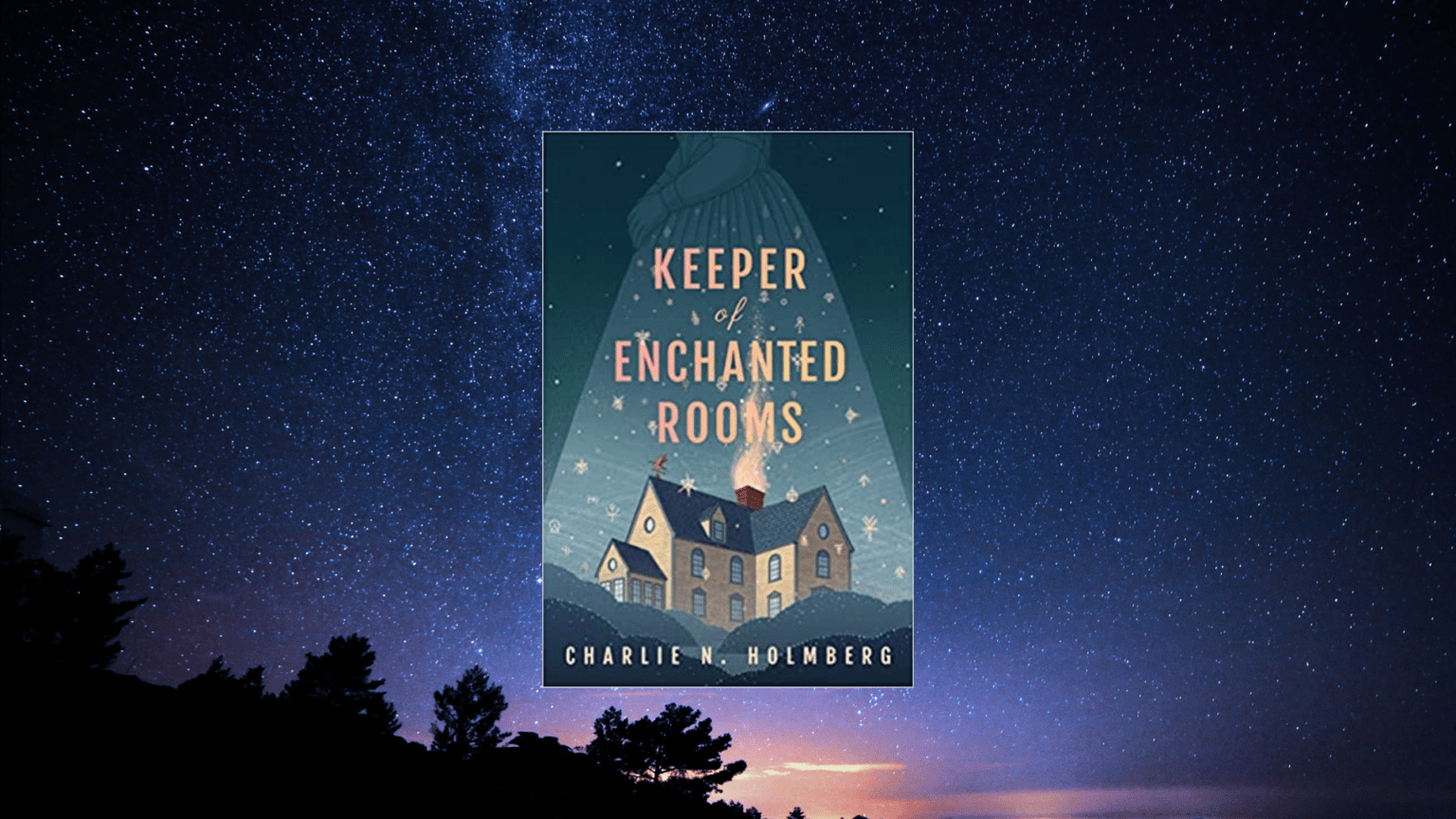 Keeper of Enchanted Rooms boekenkaft met sterrenhemel